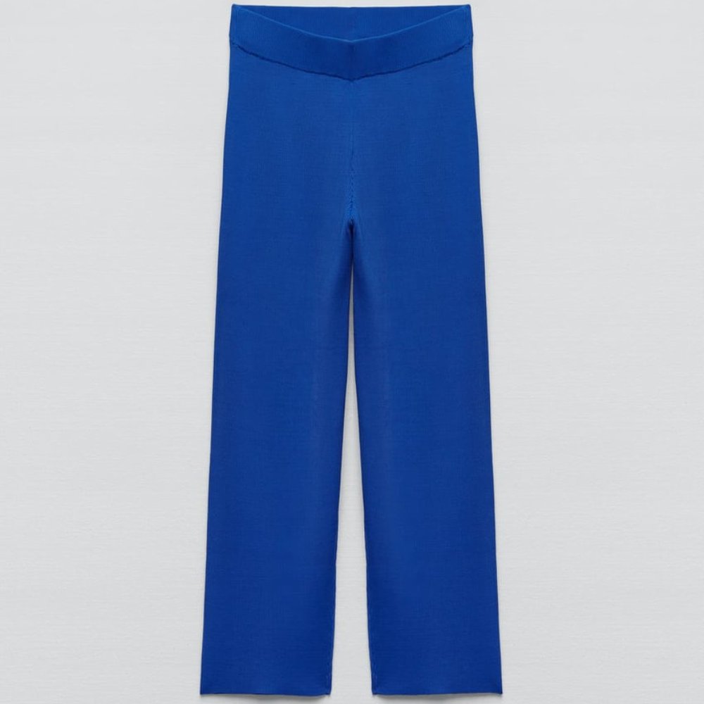 Nwt Zara blue knit ribbed pants/ Zara summer pants - Picture 4 of 4